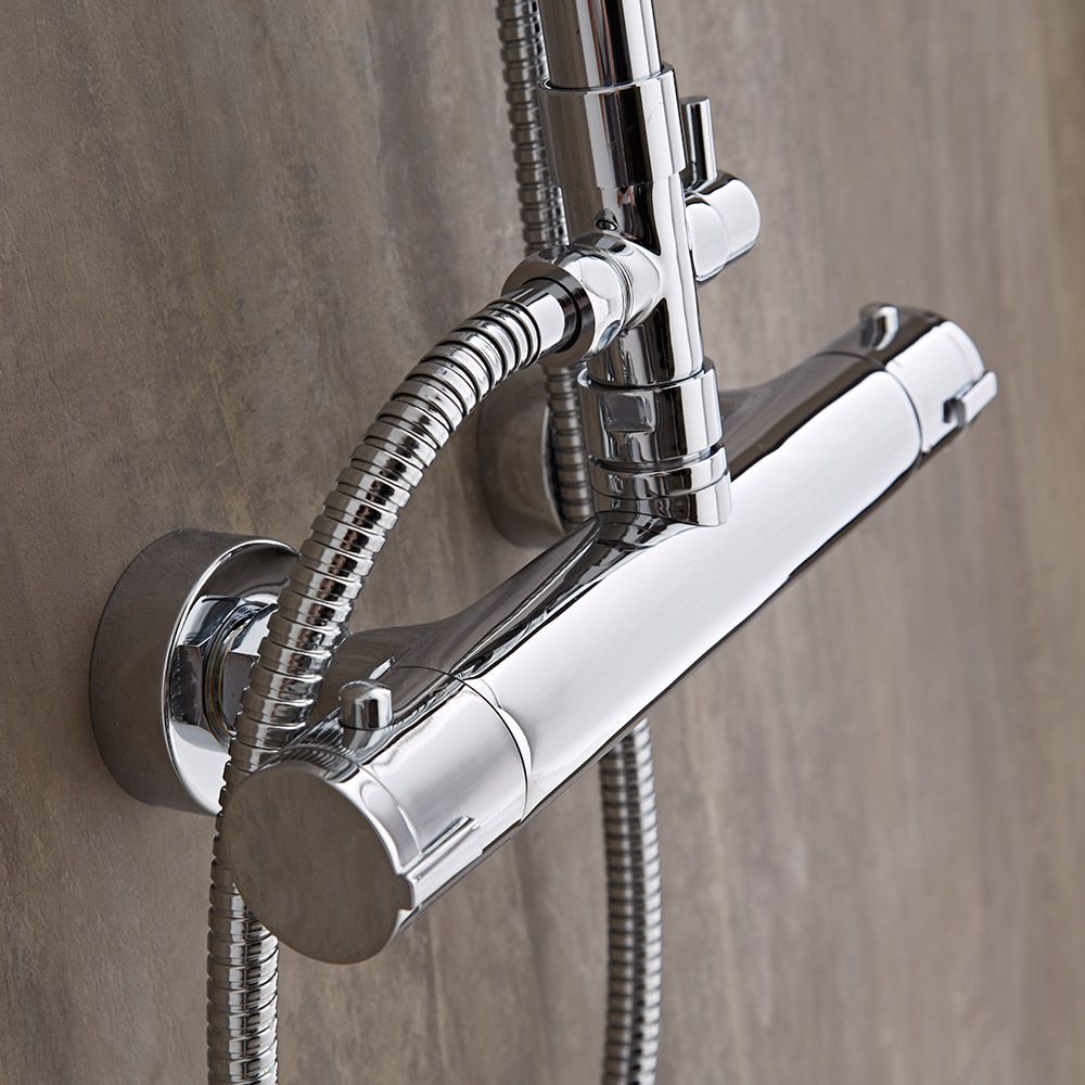 Milano Select - Chrome Thermostatic Mixer Shower with Shower Head, Hand Shower Controls Away From Shower Head