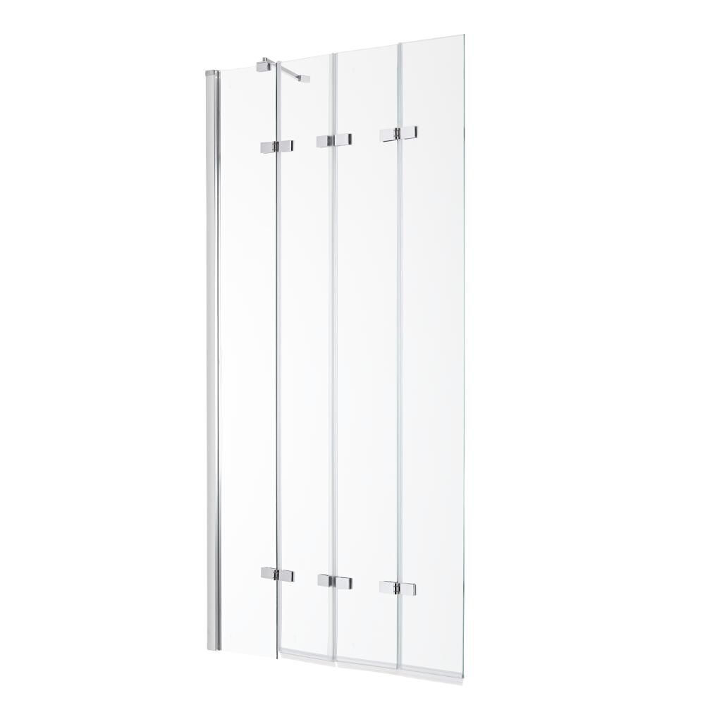 Milano Portland Folding Bath Shower Screen with Safety Glass and Adjustable Aluminium Profile with Wall Arm 