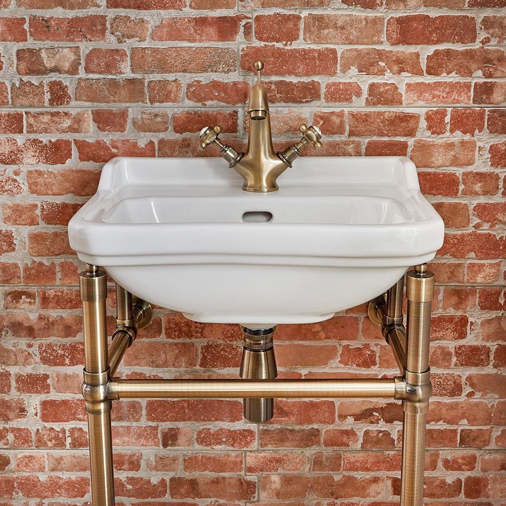 Milano Richmond - 500mm Traditional Basin and Washstand - Brushed Gold ...
