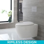 Milano Overton - White Modern Round Wall Hung Rimless Toilet with Soft ...