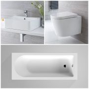 Milano Altham Toilet Set Modern Countertop Rimless Wall Hung and Basin 