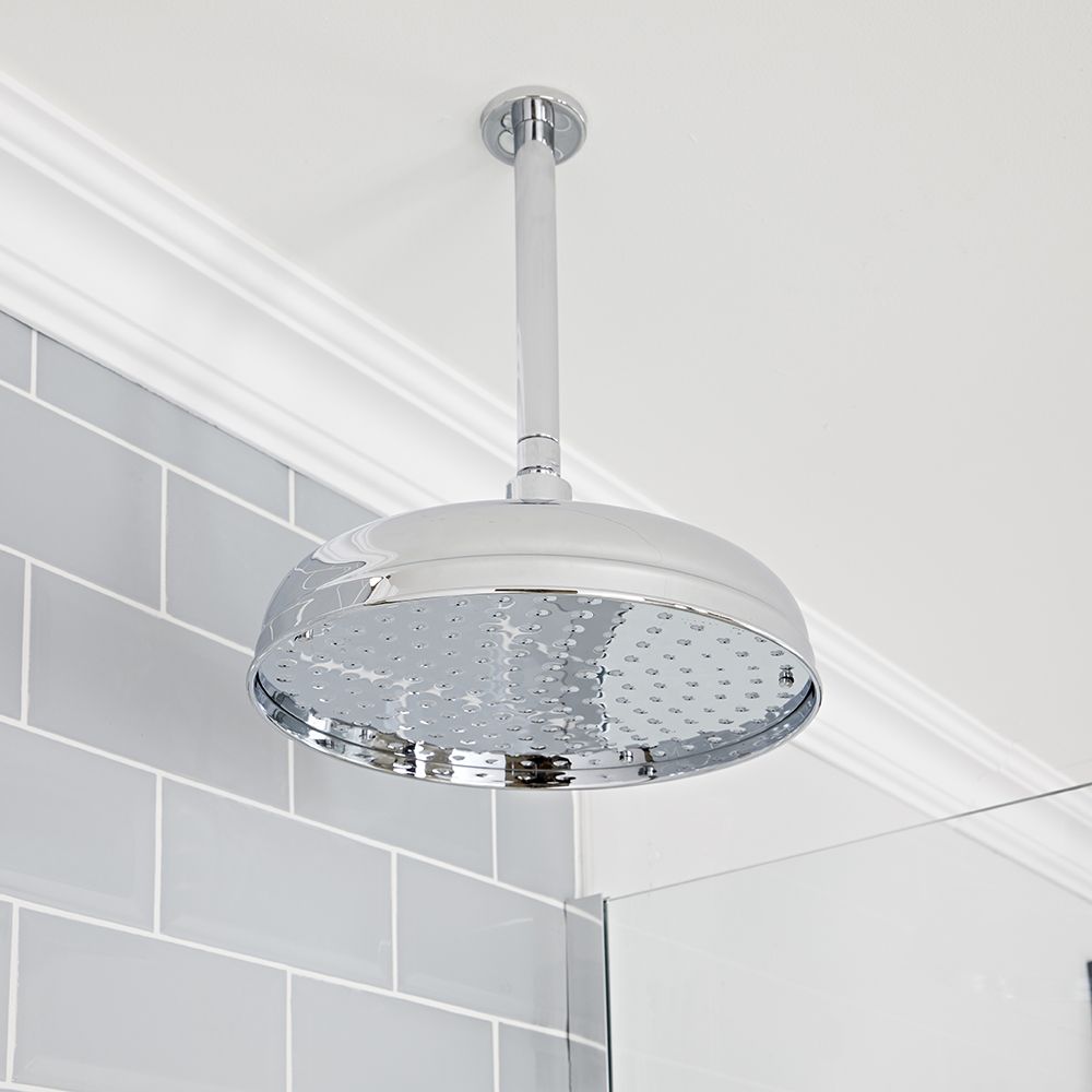 Milano Elizabeth - Chrome 300mm Traditional Apron Shower Head and Ceiling Arm