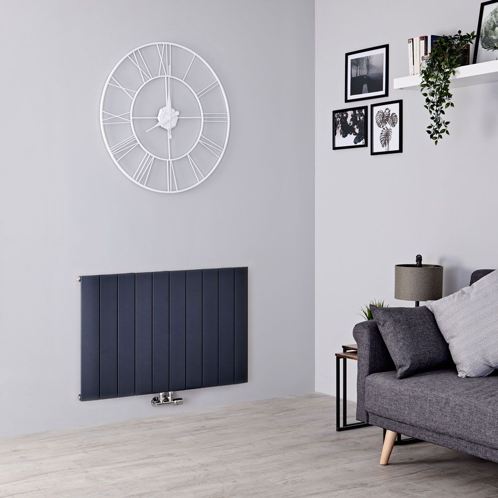 Milano Skye - Aluminium Anthracite Horizontal Designer Radiator - 600mm x 945mm (Single Panel)