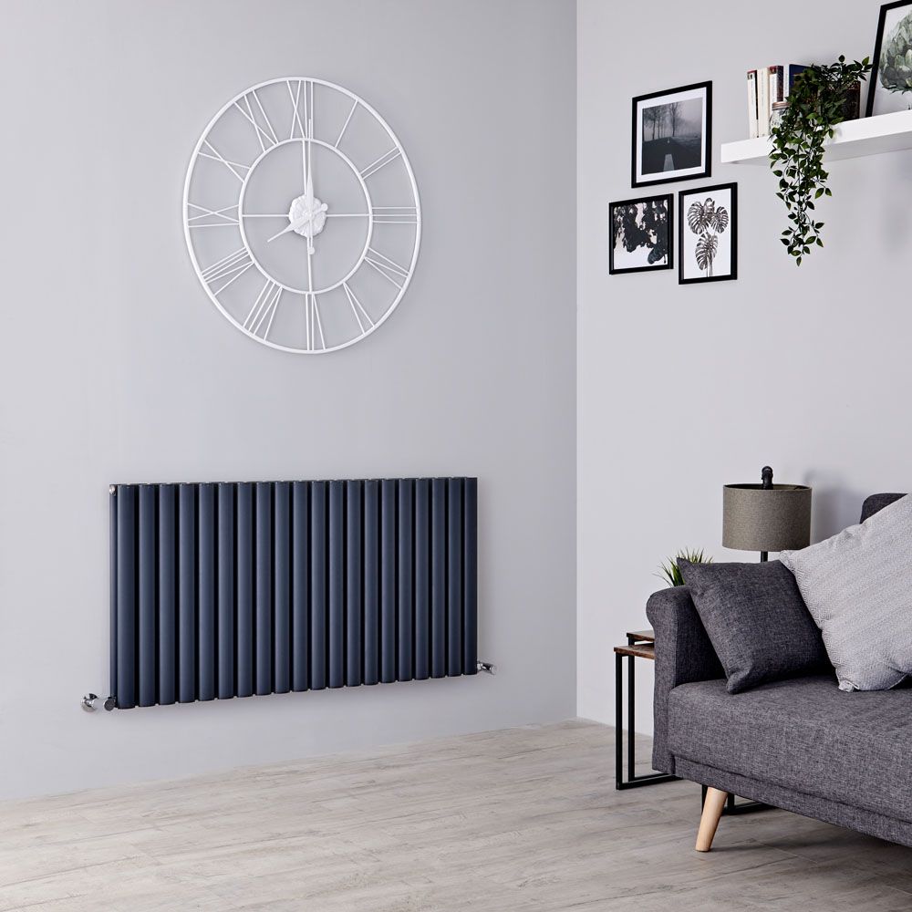 Milano Aruba Ayre - Aluminium Anthracite Horizontal Designer Radiator - 600mm x 1190mm (Double Panel)