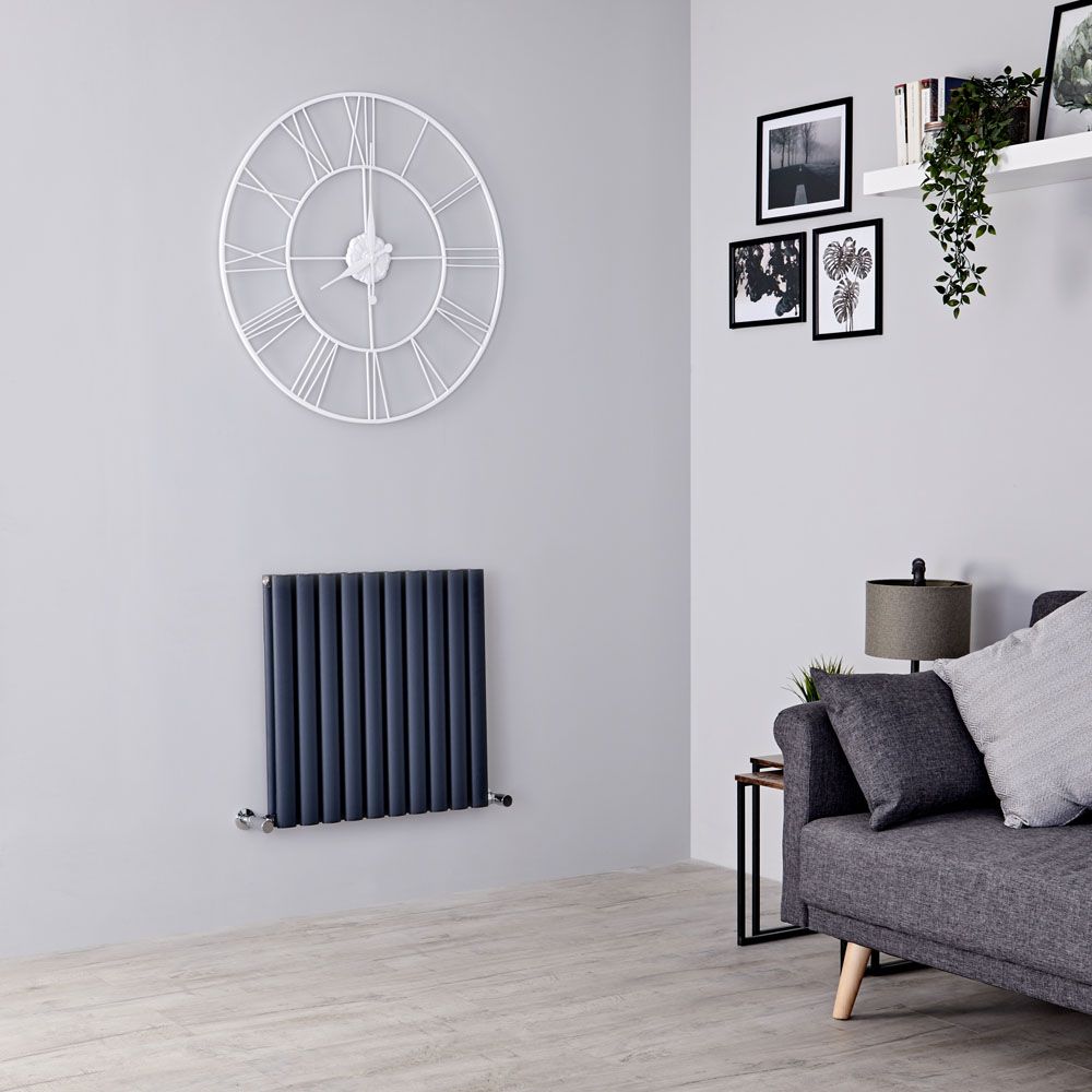 Milano Aruba Ayre - Aluminium Anthracite Horizontal Designer Radiator - 600mm x 590mm (Double Panel)