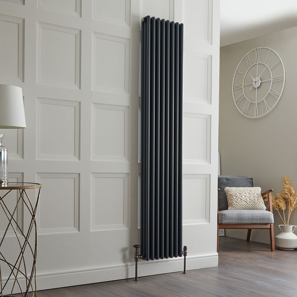 Milano Esme - Anthracite Vertical Aluminium Traditional Column Radiator - 1800mm x 360mm (Double Column)