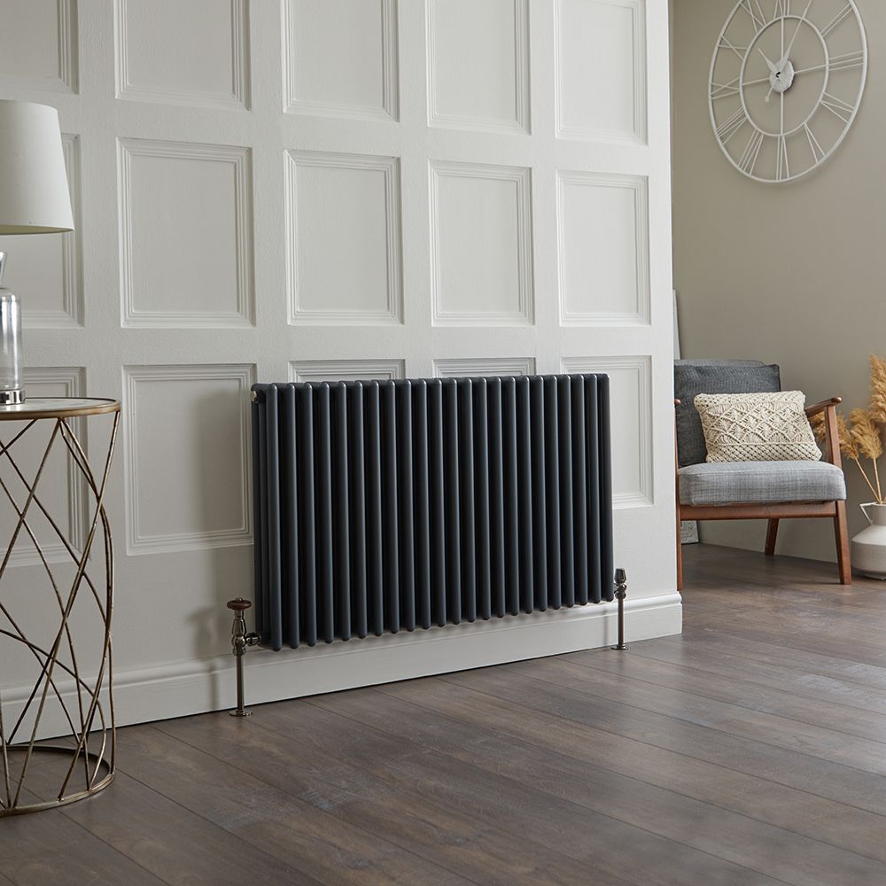 Milano Esme - Anthracite Horizontal Aluminium Traditional Column Radiator - 600mm x 1035mm (Double Column)