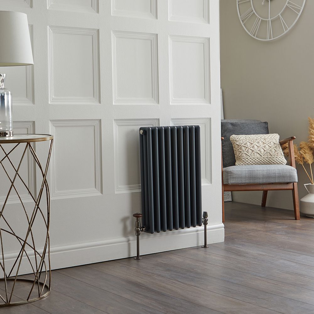Milano Esme - Anthracite Horizontal Aluminium Traditional Column Radiator - 600mm x 405mm (Double Column)