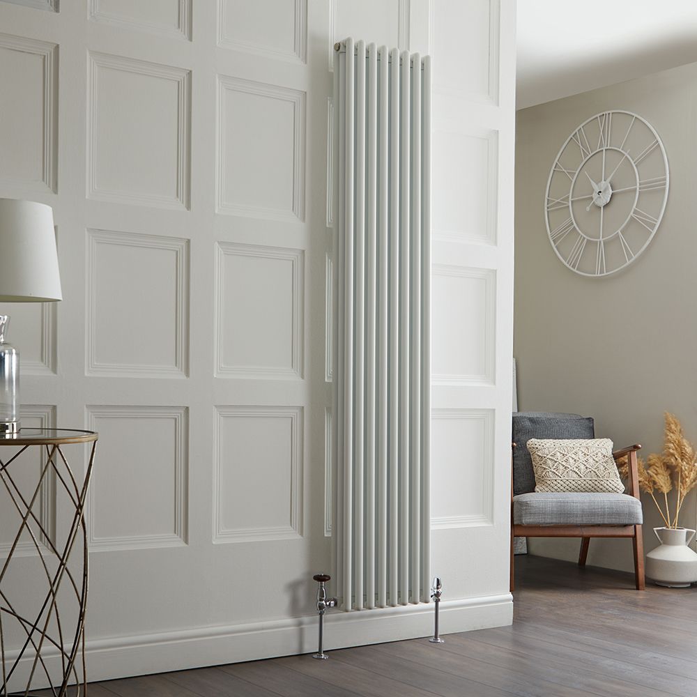 Milano Esme - White Vertical Aluminium Traditional Column Radiator - 1800mm x 360mm (Double Column)