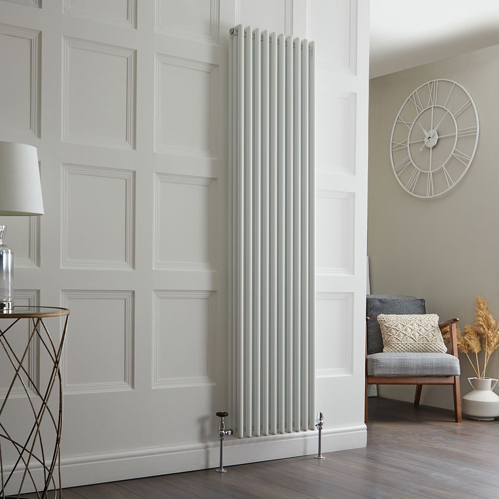Milano Esme - White Vertical Aluminium Traditional Column Radiator - 1800mm x 450mm (Double Column)