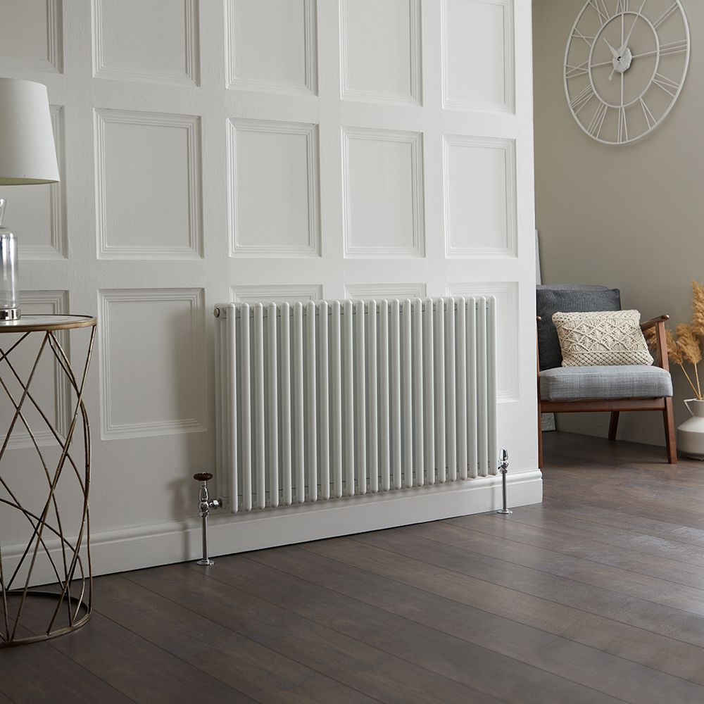 Milano Esme - White Horizontal Aluminium Traditional Column Radiator - 600mm x 1035mm (Double Column)