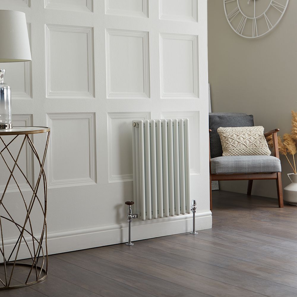 Milano Esme - White Horizontal Aluminium Traditional Column Radiator - 600mm x 405mm (Double Column)