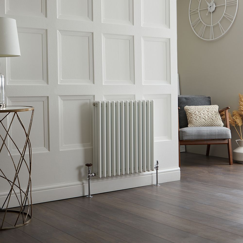 Milano Esme - White Horizontal Aluminium Traditional Column Radiator - 600mm x 585mm (Double Column)