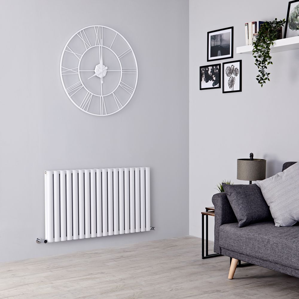 Milano Aruba Ayre - Aluminium White Horizontal Designer Radiator - 600mm x 1070mm (Double Panel)