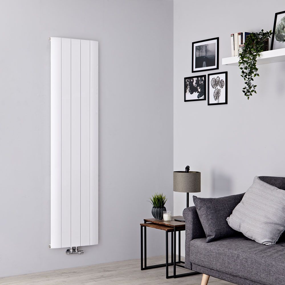 Milano Skye - White Aluminium Vertical Designer Radiator - 1600mm x 470mm (Single Panel)
