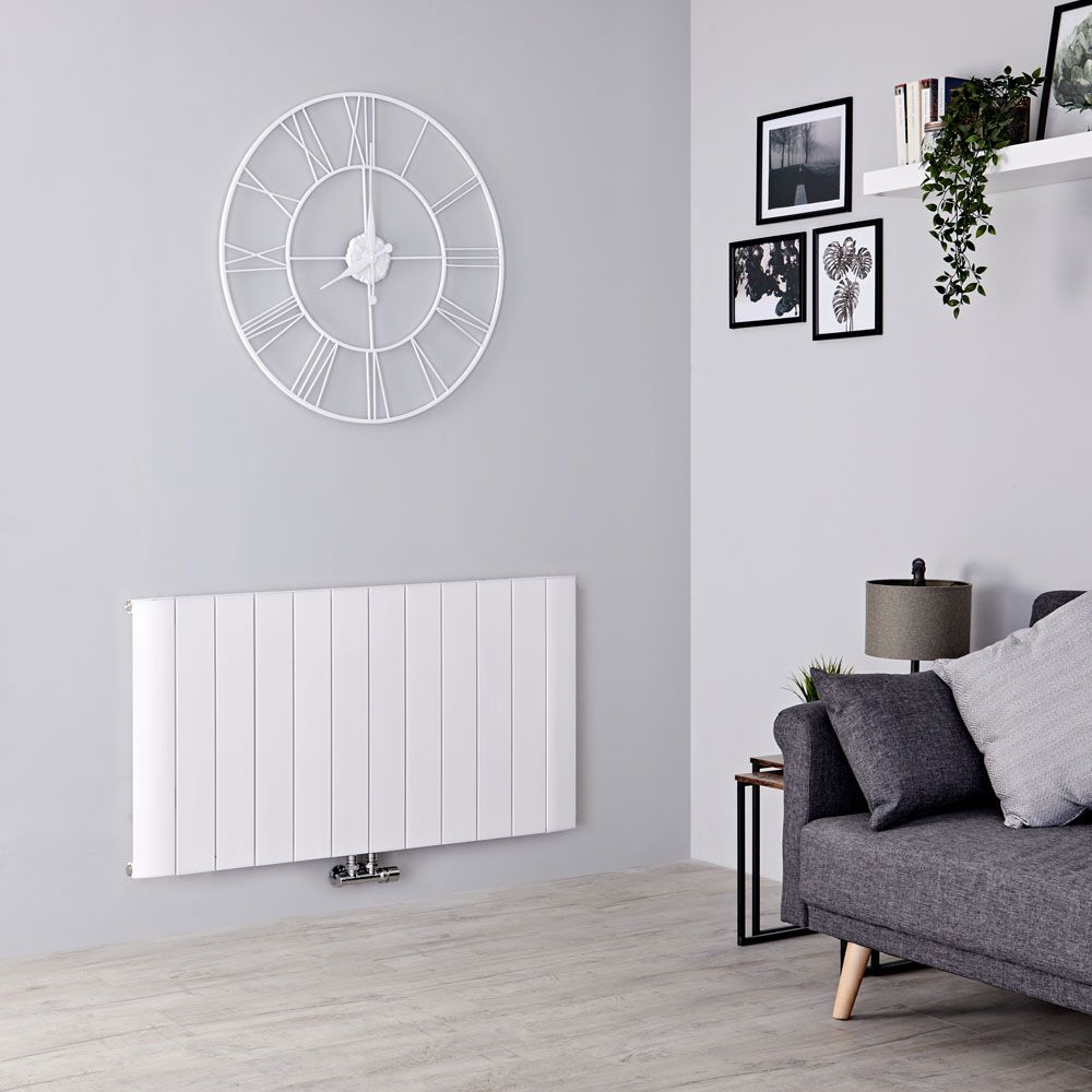 Milano Skye - Aluminium White Horizontal Designer Radiator - 600mm x 1135mm