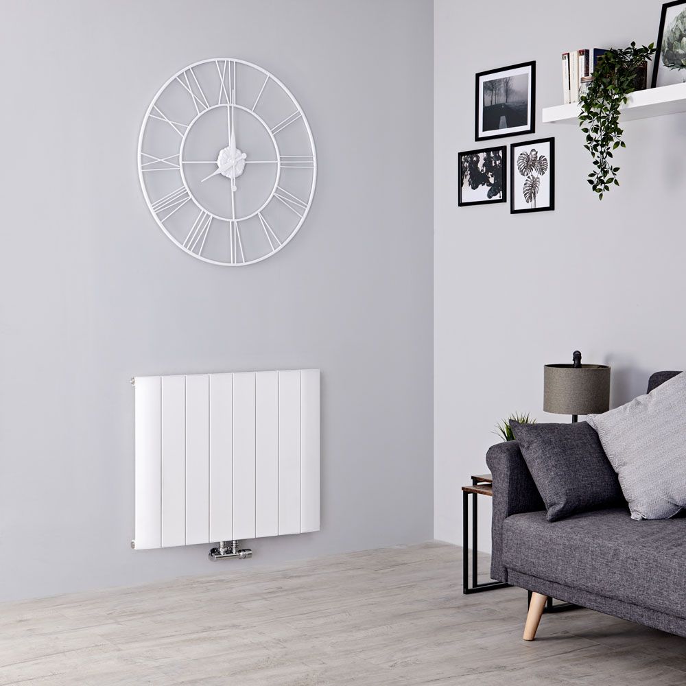 Milano Skye - Aluminium White Horizontal Designer Radiator - 600mm x 755mm