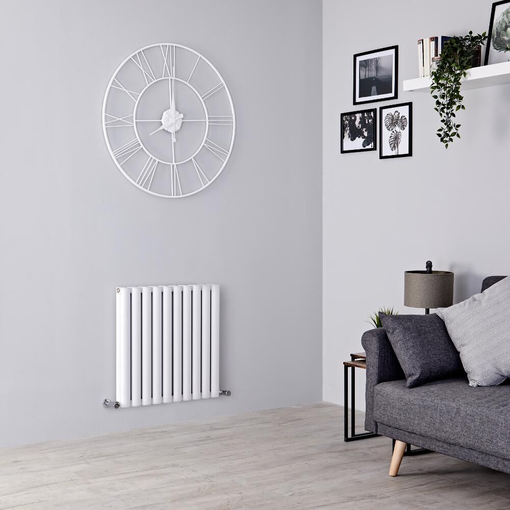 Milano Aruba Ayre - Aluminium White Horizontal Designer Radiator - 600mm x 590mm (Double Panel)