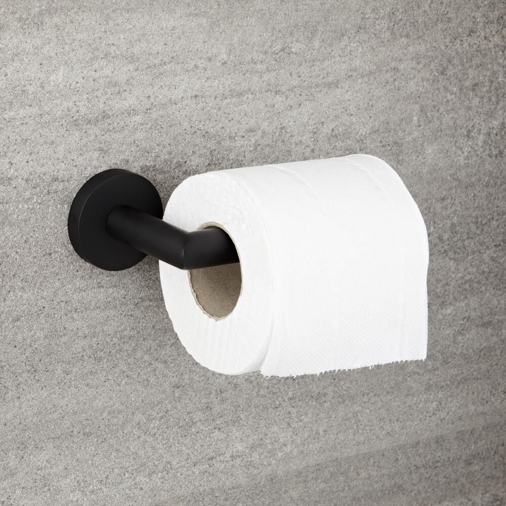 Milano Nero Black Modern Wall Hung Toilet Roll Holder