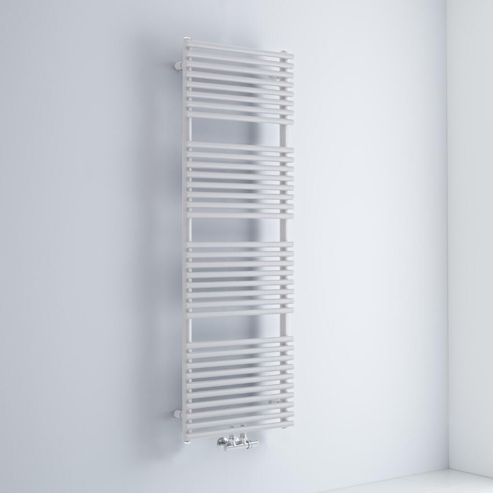 Milano Via - White Central Connection Bar on Bar Heated Towel Rail - 1520mm x 500mm