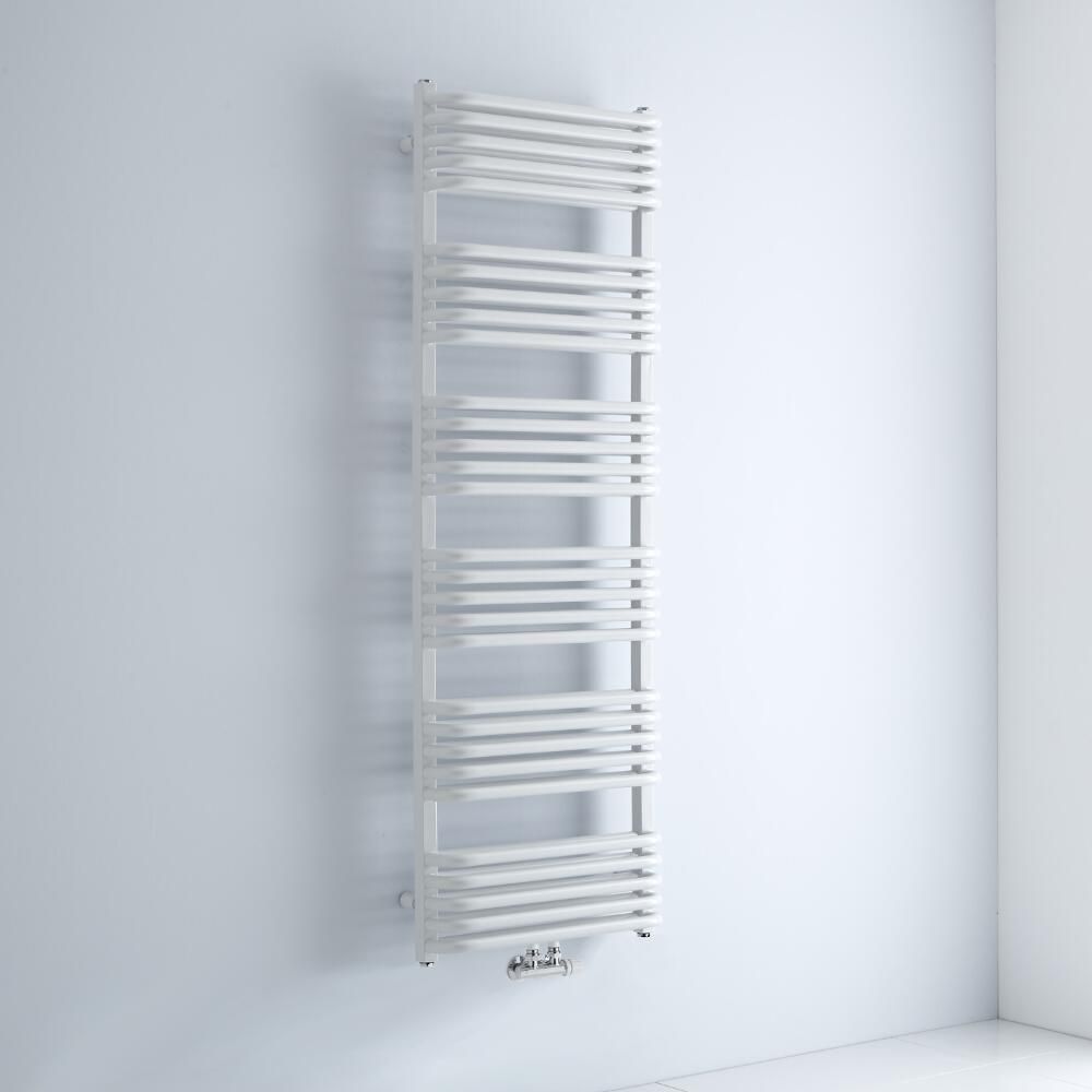 Milano Bow - White D-Bar Heated Towel Rail - 1533mm x 500mm