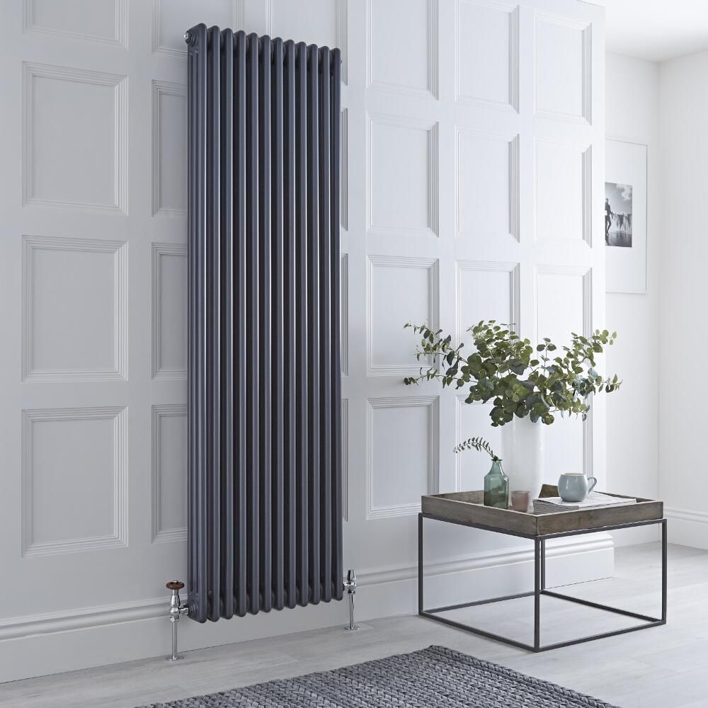 Milano Windsor - Anthracite Vertical Traditional Column Radiator - 1800mm x 560mm (Triple Column)