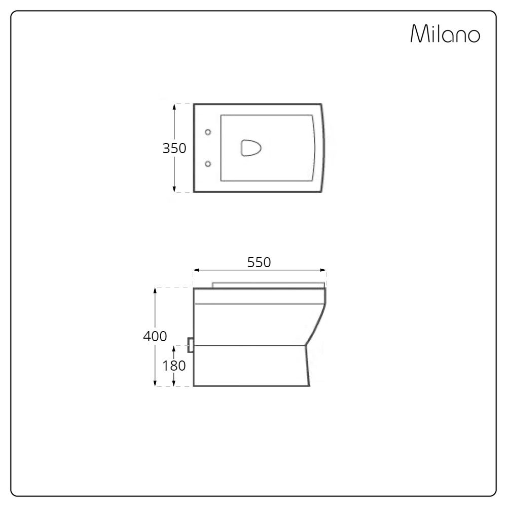 Milano Dalton White Modern Back To Wall Toilet with Soft Close Seat