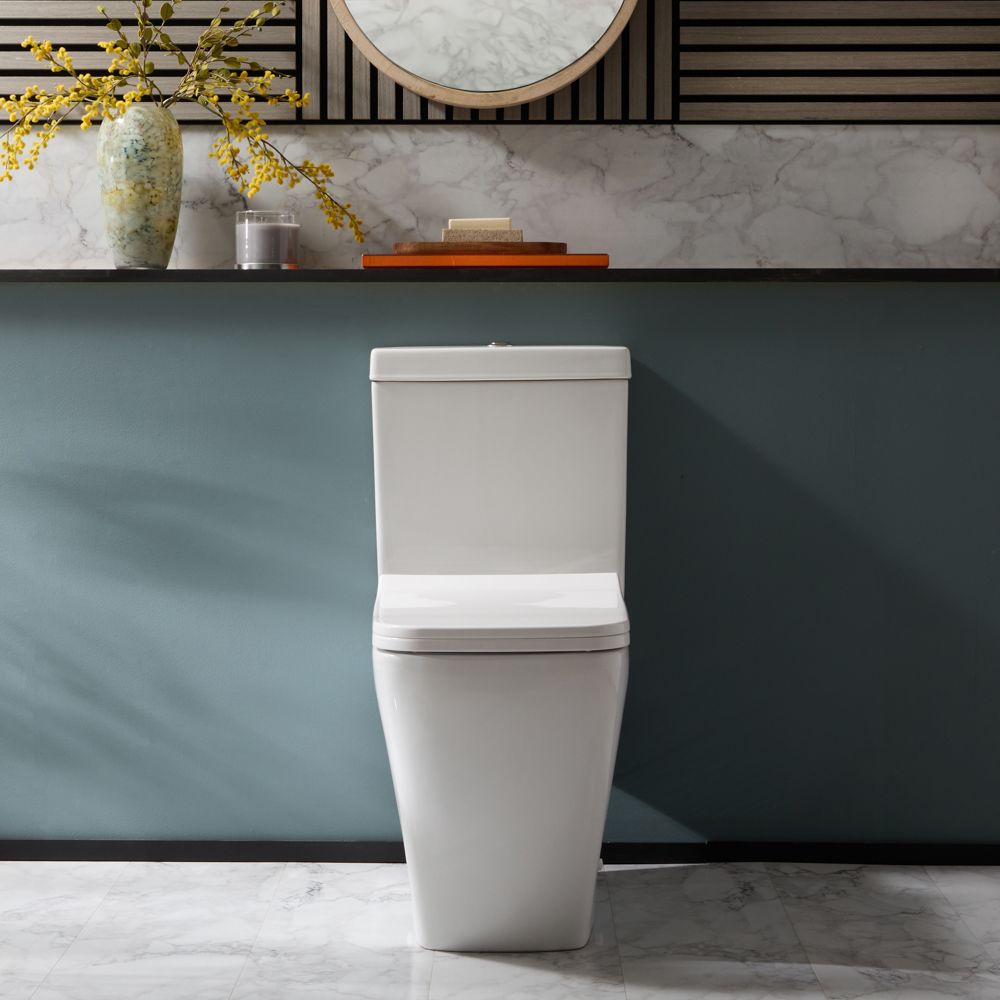 Milano Longton - Modern Close Coupled Toilet with Soft Close Seat and Chrome Flush Button