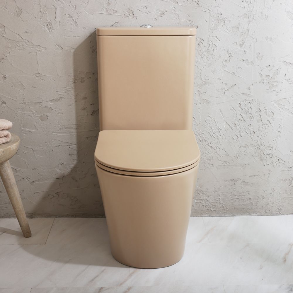 Milano Elements - Modern Round Close Coupled Toilet with Soft Close Seat - Choice of Finish