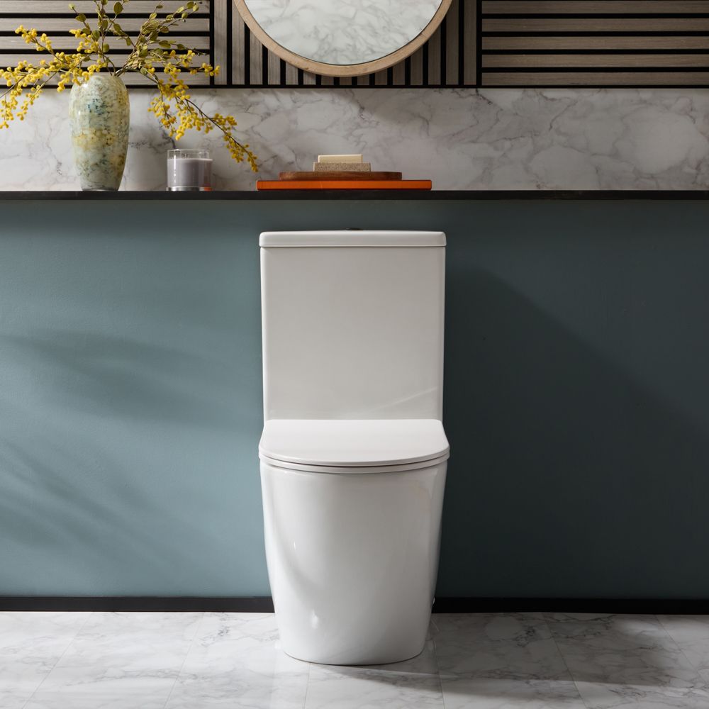 Milano Overton - Modern Close Coupled Toilet with Soft Close Seat - Choice of Flush Button Finish