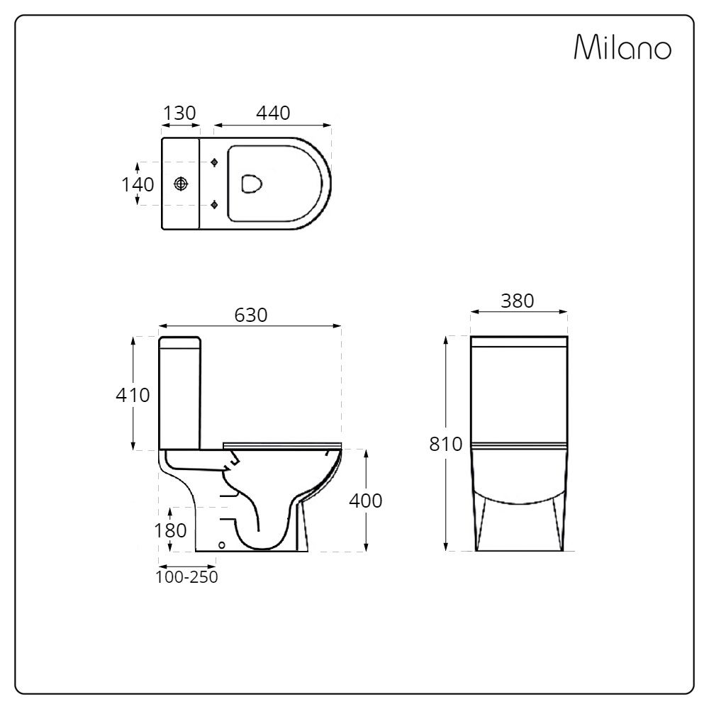 Milano Hatfield Modern Close Coupled Toilet with Soft Close Seat and