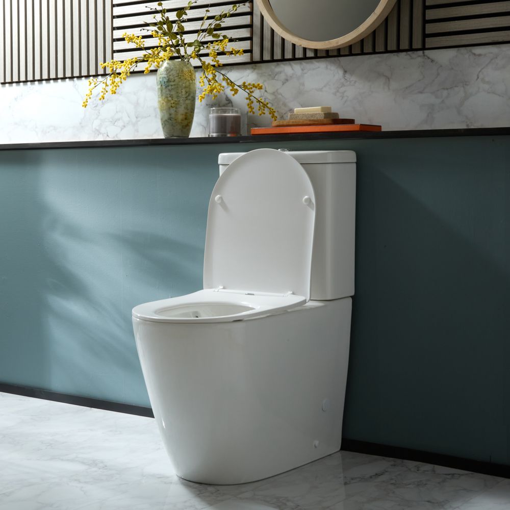 Milano Brunswick - Modern Close Coupled Toilet with Soft Close Seat - Choice of Flush Button Finish