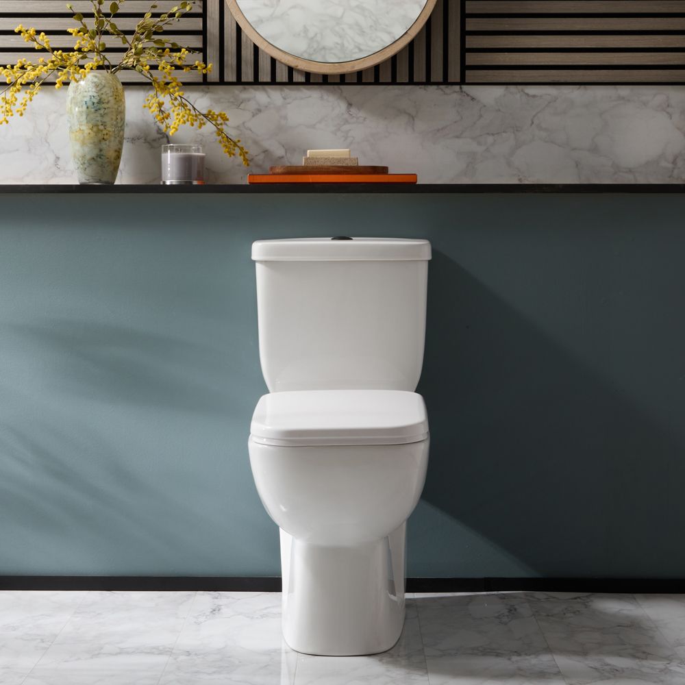 Milano Hatton - Modern Close Coupled Toilet with Soft Close Seat and Black Flush Button