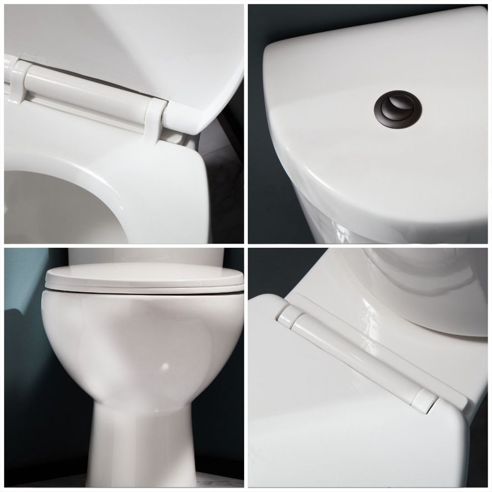 Milano Newby Modern Close Coupled Toilet with Soft Close Seat and