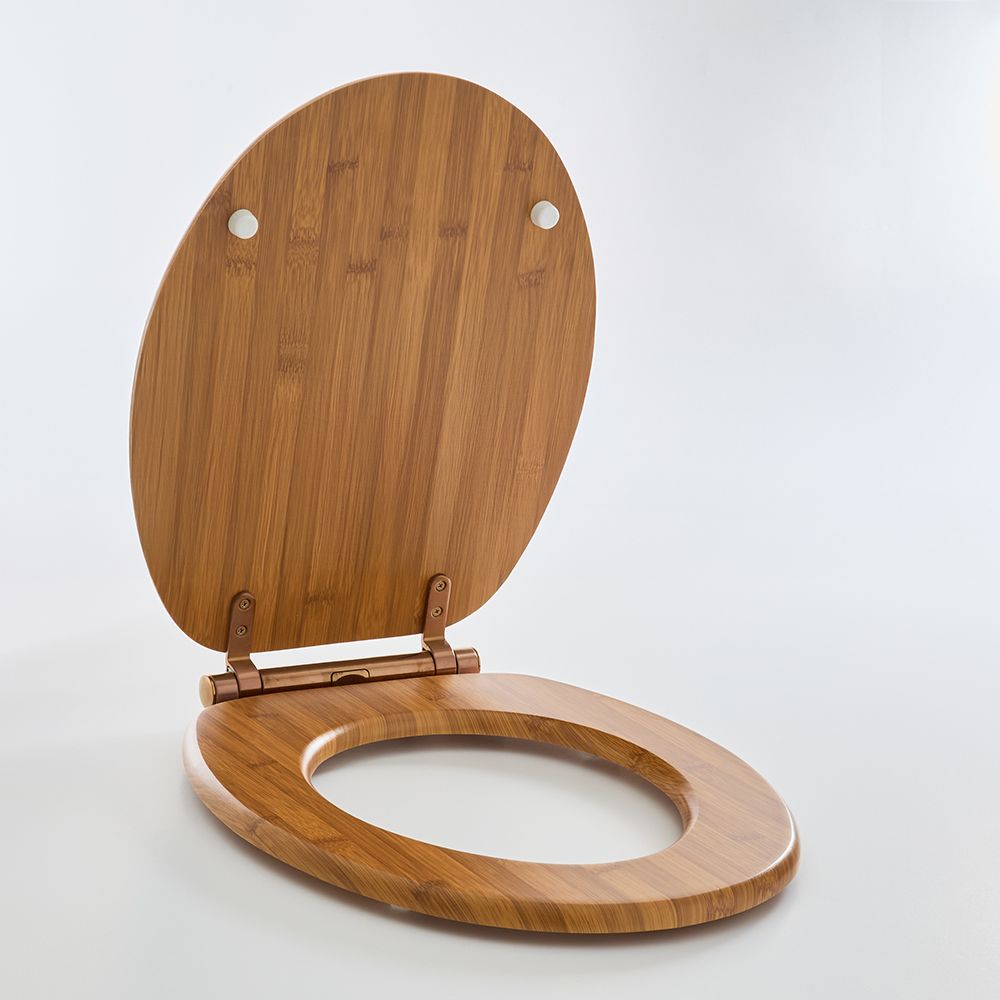 Milano Richmond - Traditional Oak Soft Close Toilet Seat with Brushed Copper Hinges