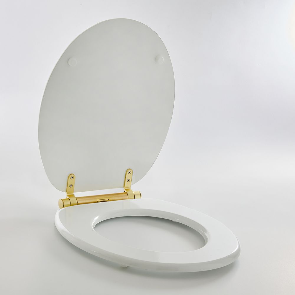 Milano Richmond - Traditional White Soft Close Toilet Seat with Brushed Brass Hinges