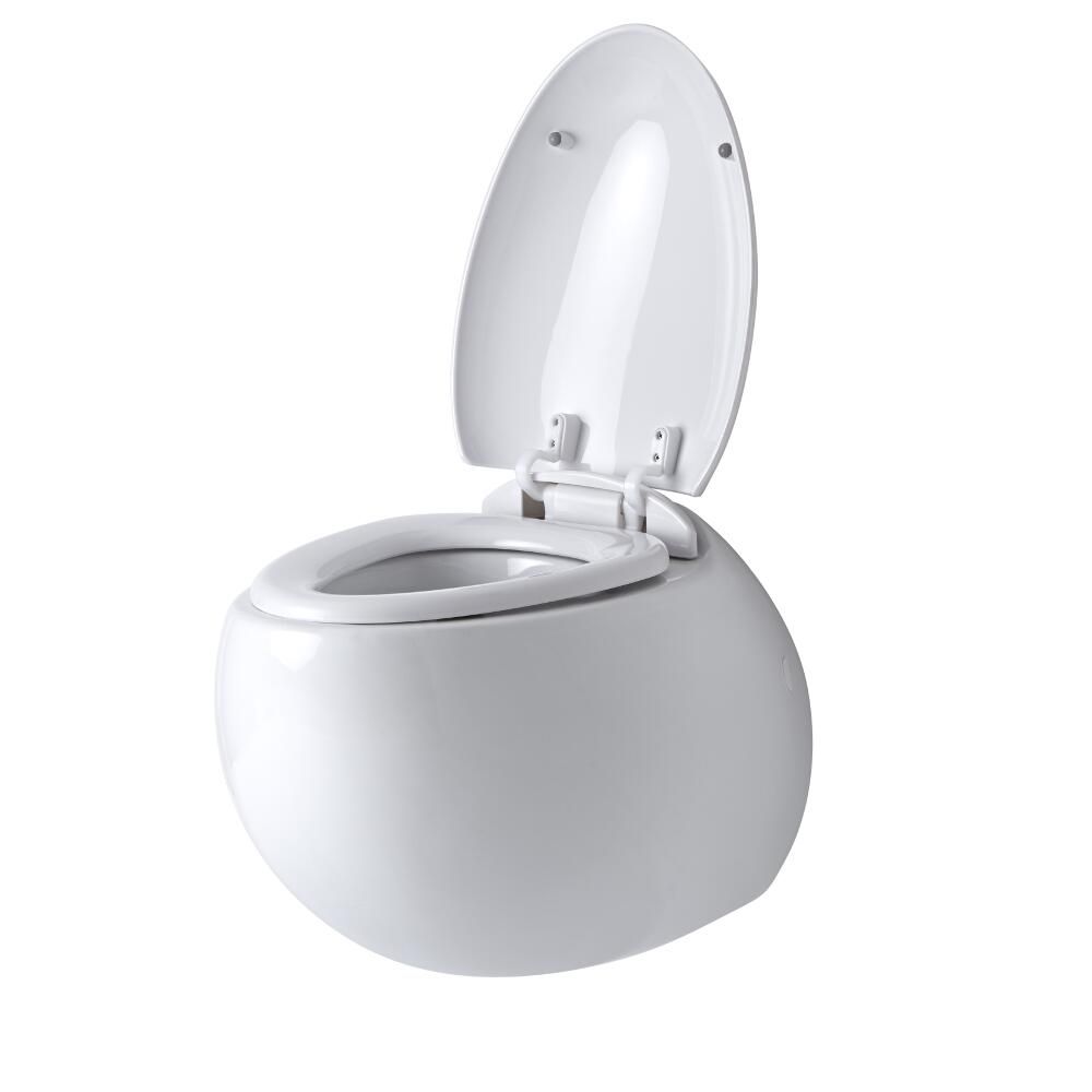 Milano Irwell - White Modern Round Rimless Wall Hung Toilet With Soft Close Seat 65375