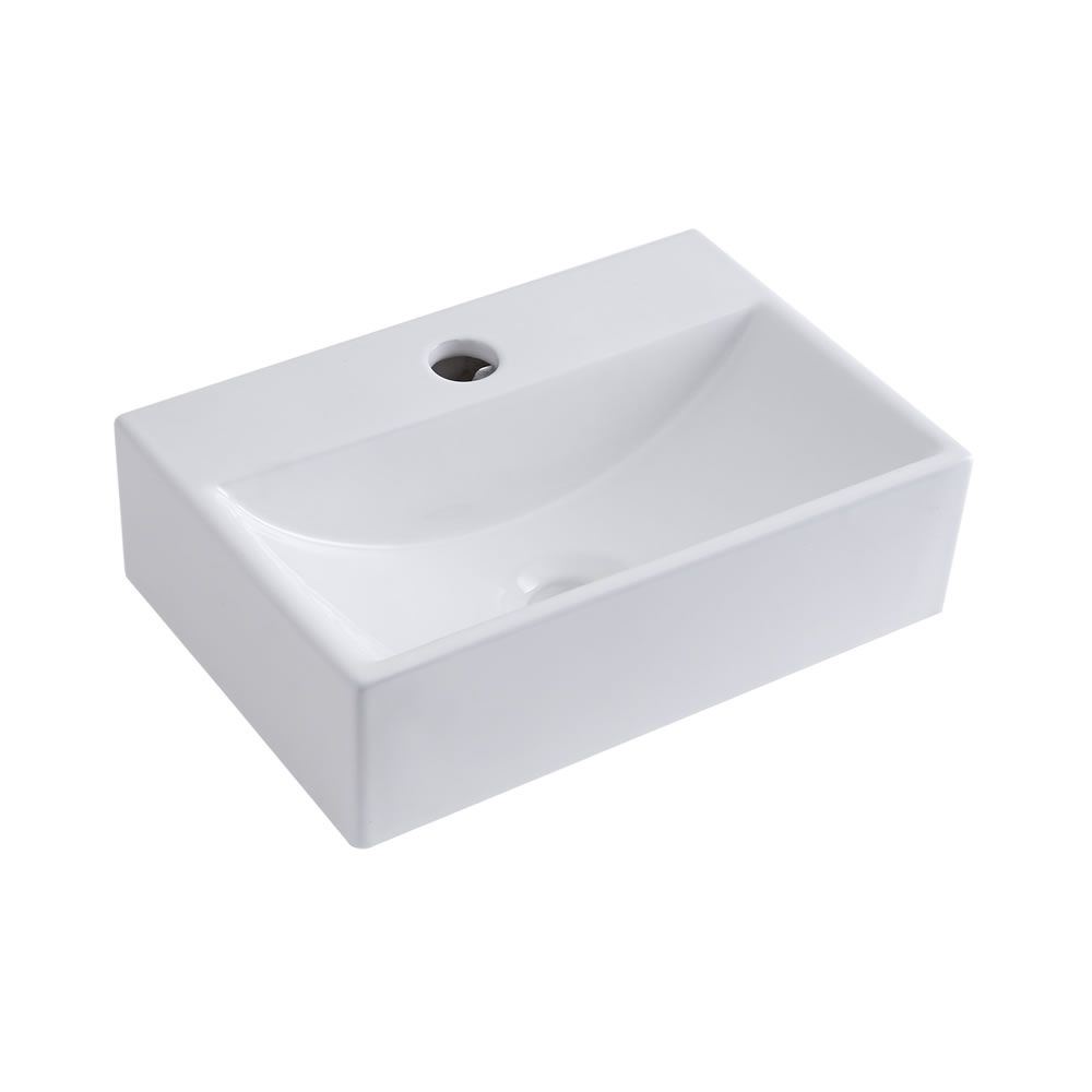 Milano Elswick - White Modern Rectangular Wall Hung Basin - 360mm x ...