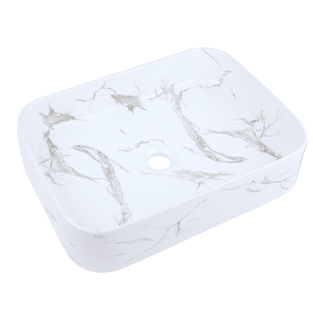 Milano Rivington - Marble Effect Rectangular Countertop Basin - 505mm x ...