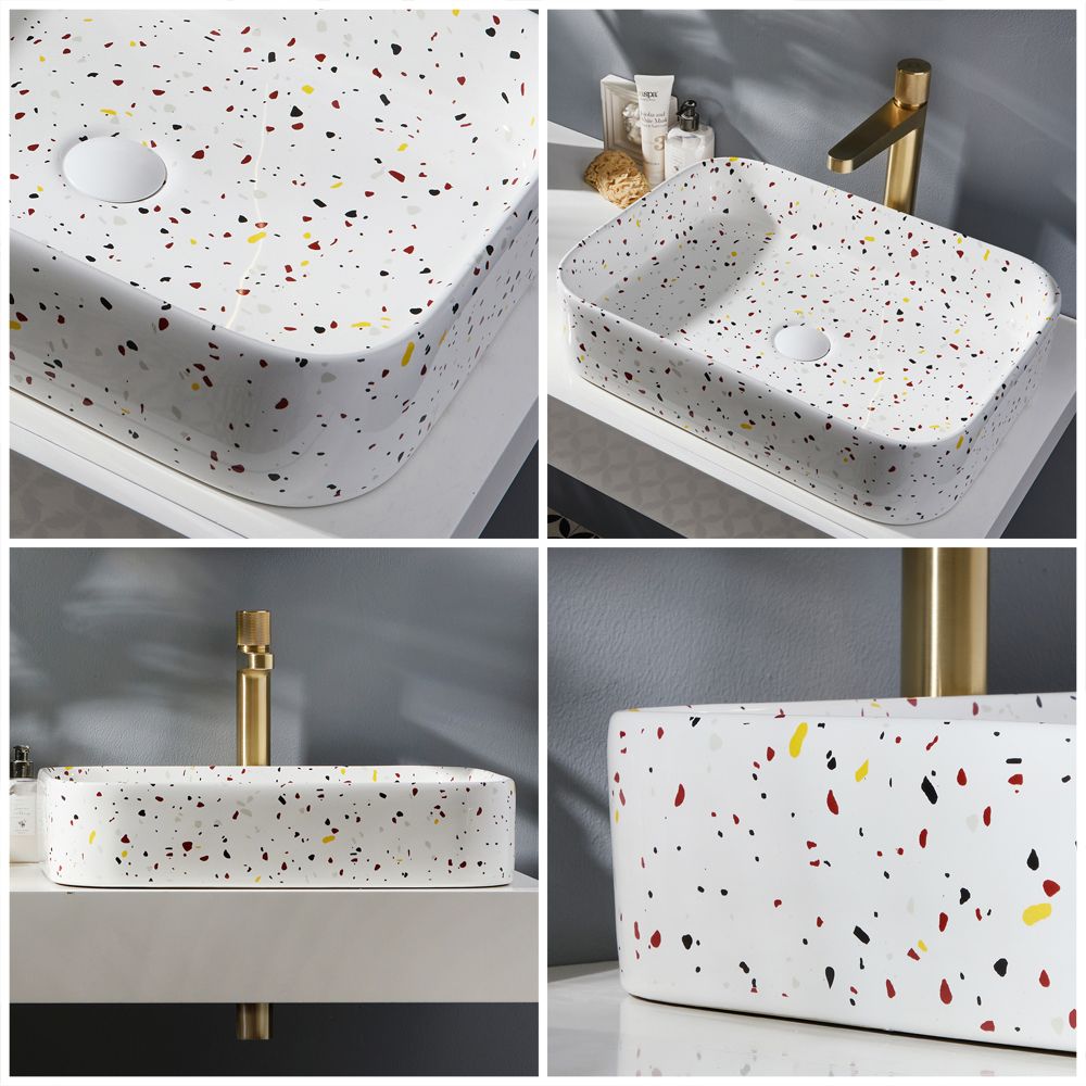 Milano Rivington - Terrazzo Effect Rectangular Countertop Basin - 505mm ...
