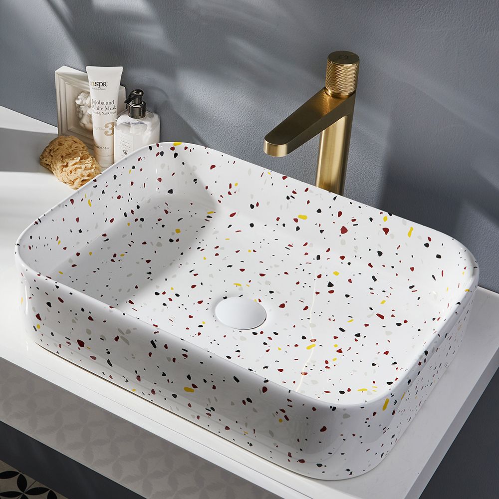 Milano Rivington - Terrazzo Effect Rectangular Countertop Basin - 505mm ...