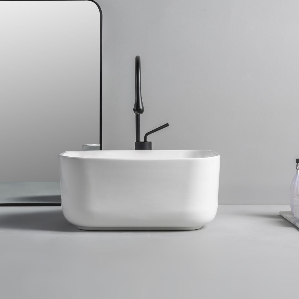 Milano Beckett - White Modern Rectangular Countertop Basin - 480mm x 365mm (No Tap-Holes)