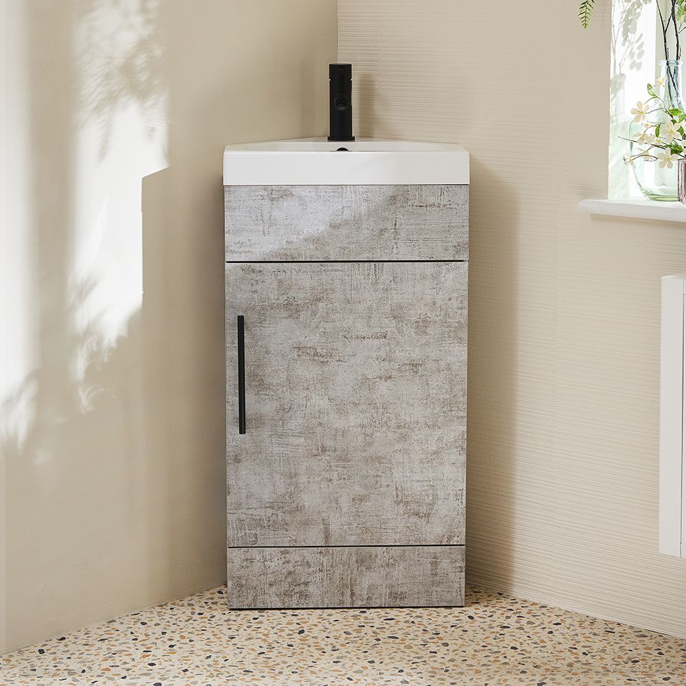 Milano Lurus - 450mm Modern Cloakroom Corner Vanity Unit with Basin - Choice of Handles
