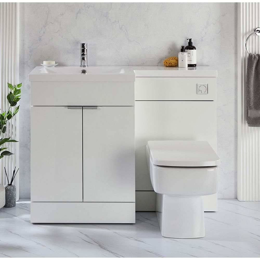 Milano Lurus - 1105mm Modern Vanity and WC Combination Unit with Farington Toilet - Choice of Finish, Handles and Left / Right Hand Options