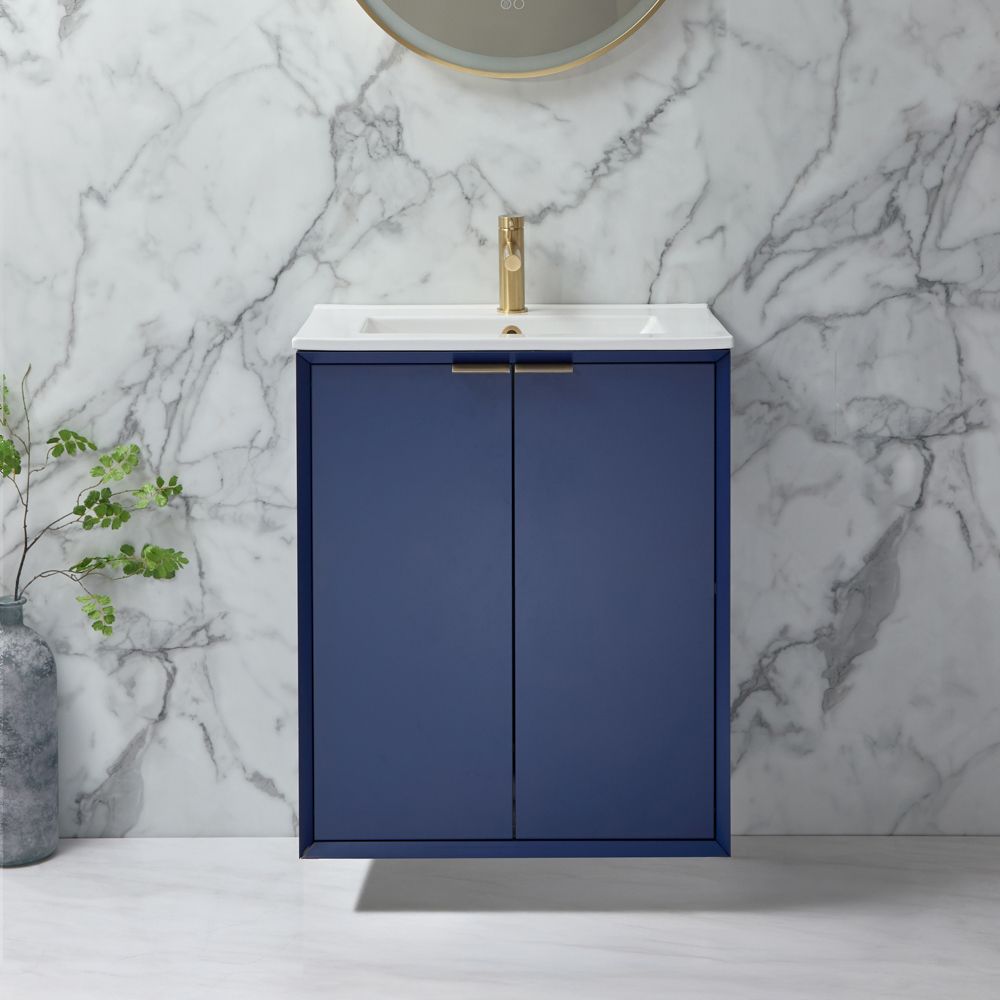 Milano Edge - 610mm Wall Hung Modern Vanity Unit with Basin - Choice of Finish and Handles