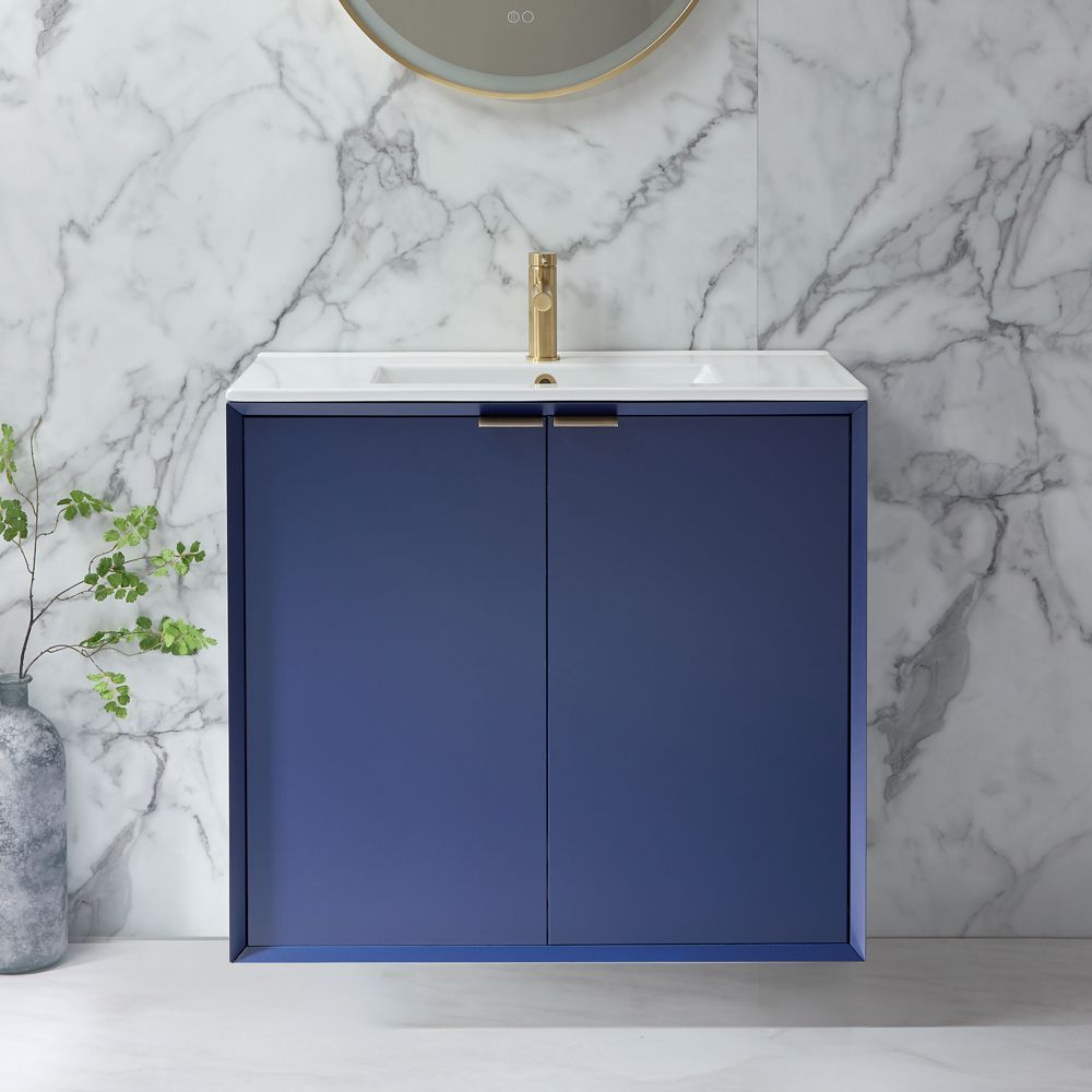 Milano Edge - 810mm Wall Hung Modern Vanity Unit with Basin - Choice of Finish and Handles