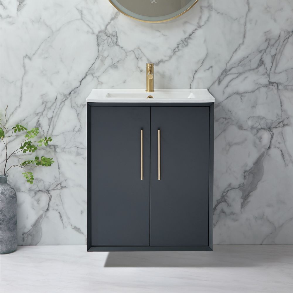 Milano Edge - Wall Hung Modern Vanity Unit with Basin - Choice of Size, Finish and Handles