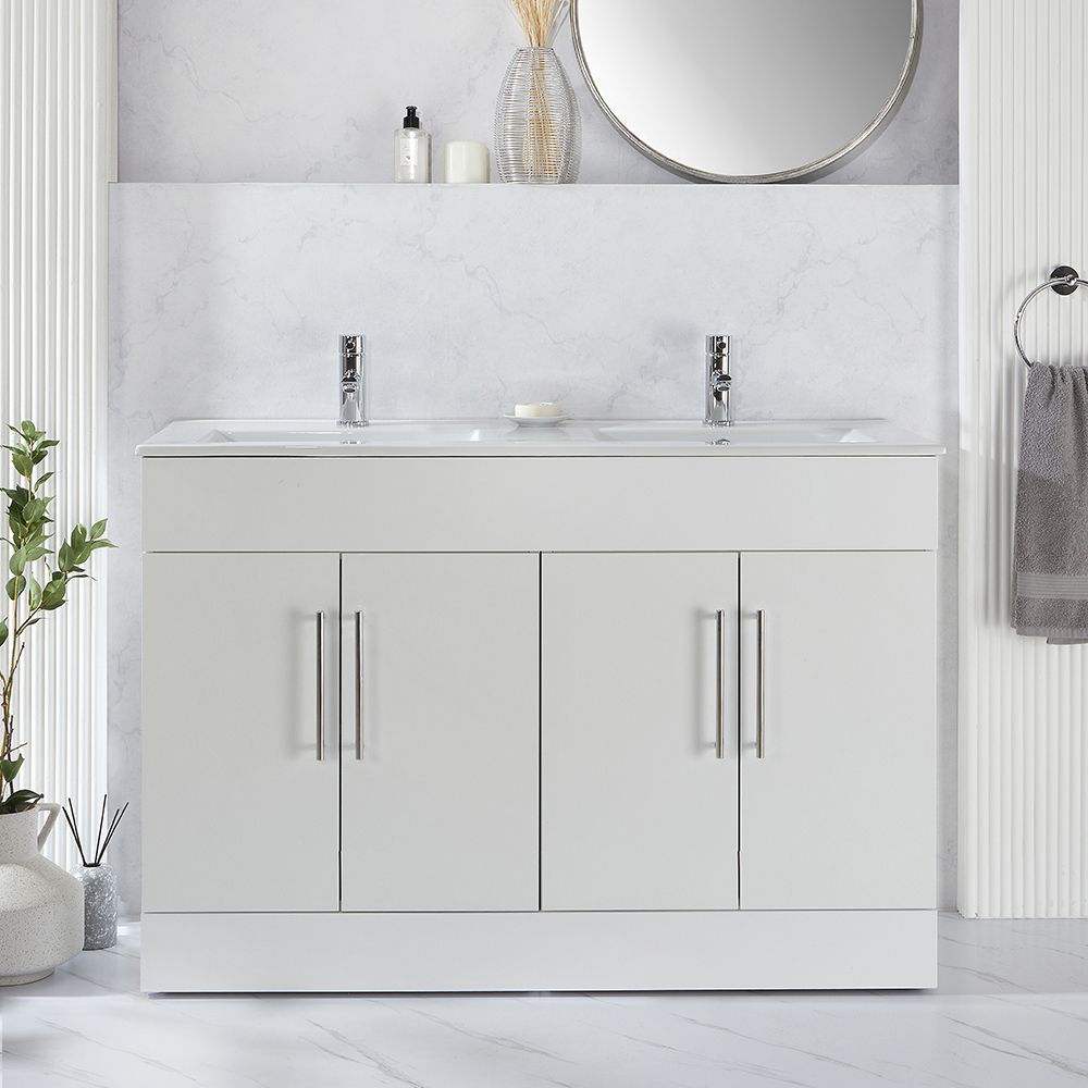 Milano Lurus - 1210mm Modern Vanity Unit with Double Basin - Choice of Finish and Handles