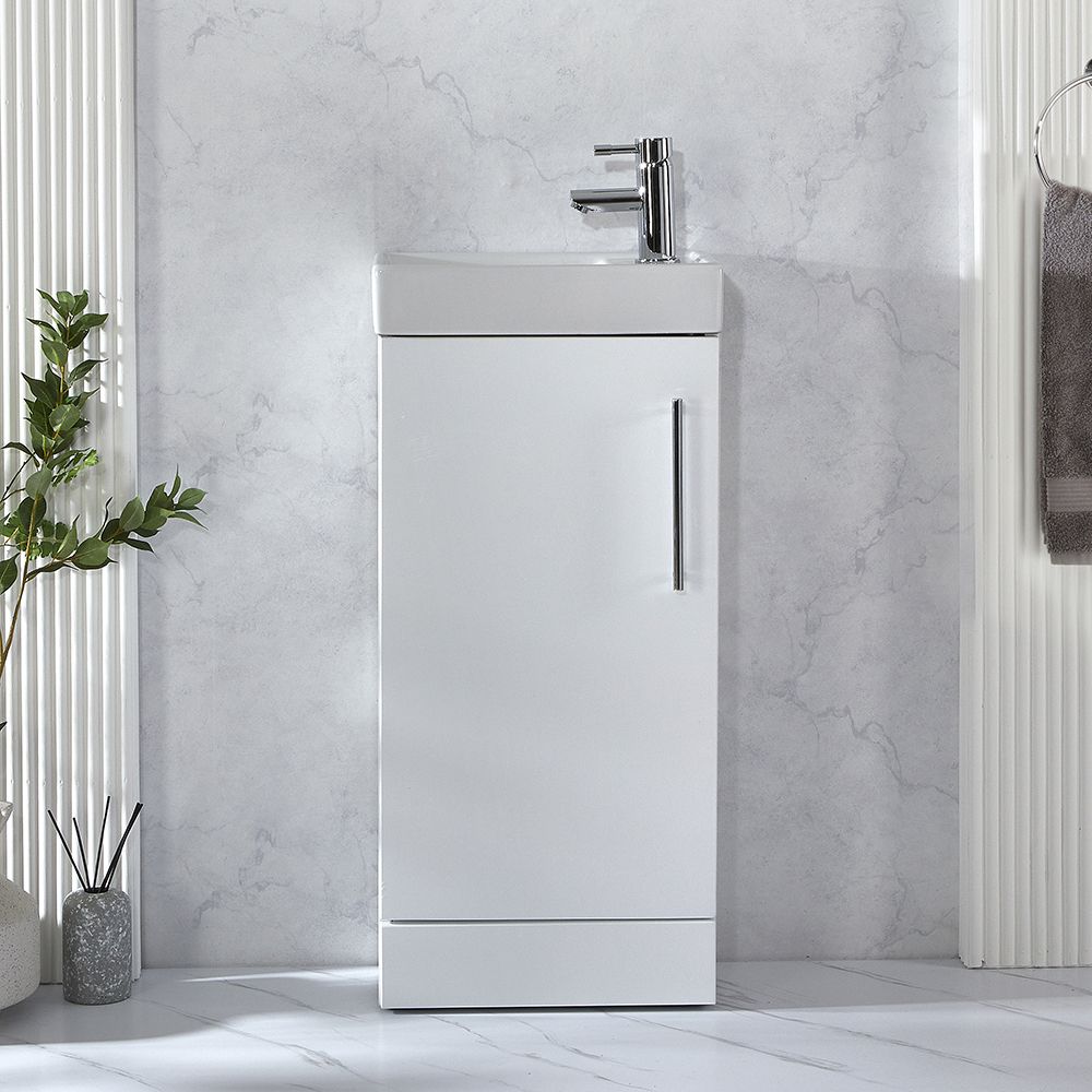 Milano Lurus - 400mm Modern Cloakroom Vanity Unit with Basin - Choice of Finish and Handles