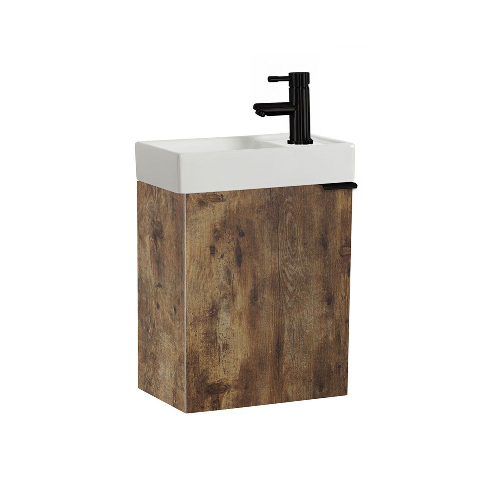 Milano Lurus - 400mm Compact Wall Hung Cloakroom Vanity Unit and Basin - Choice of Finish and Handles
